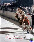 Norm Ullman: Photo autographié 8x10 Red Wings de Detroit en action avec HOF 1982