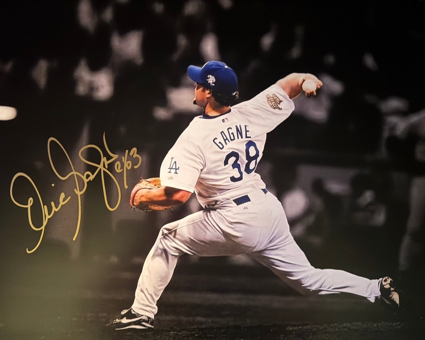 Éric Gagné: Photo autographié 16x20 Dodgers de Los Angeles spotlight