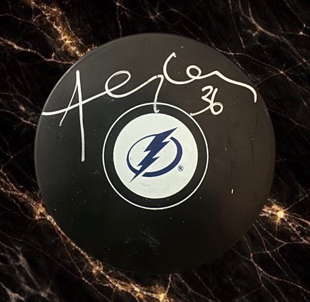 André Roy pre-order: Autographed Tampa Bay Lightning puck