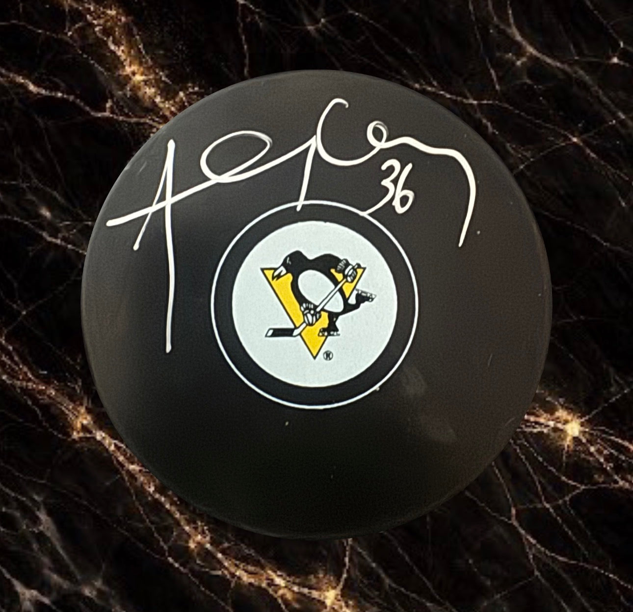 André Roy: Rondelle autographiée Penguins de Pittsburgh