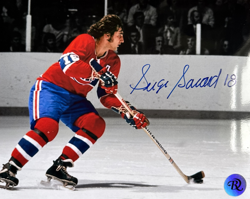 Photo autographié 8x10 Serge Savard Canadiens de Montréal Spotlight