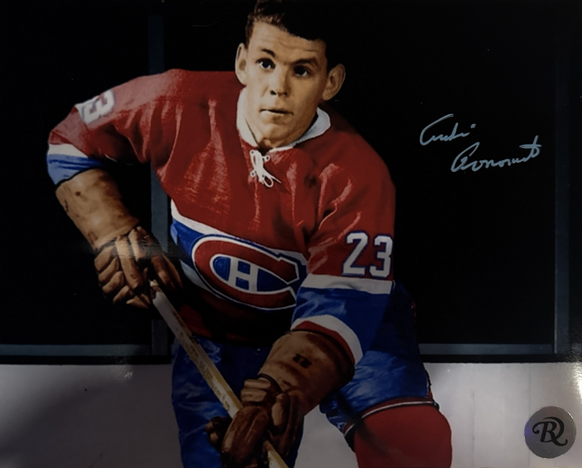 Photo autographiée André Pronovost Canadiens de Montréal Couleur