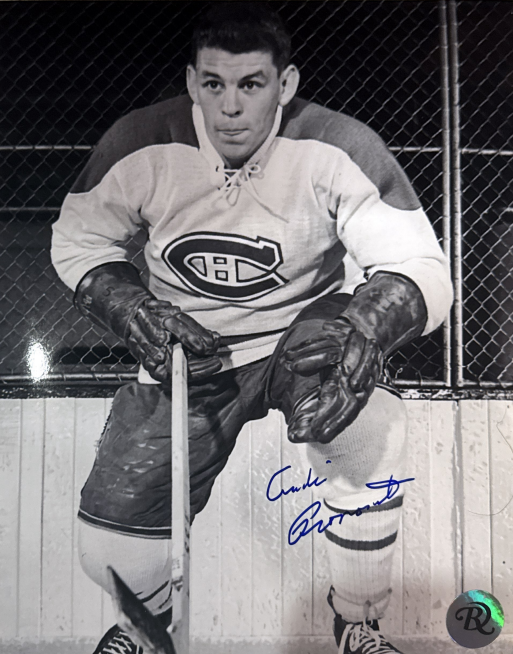 Photo autographié par André Pronovost Canadiens de Montréal Noir et blanc