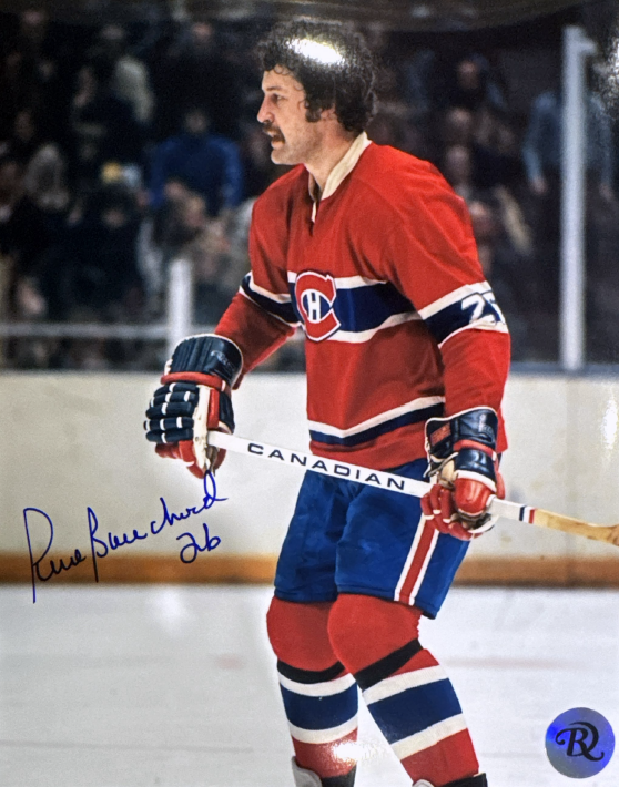 Pierre Bouchard: Autographed photo of Montreal Canadiens in action