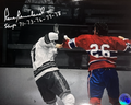 Pierre Bouchard: Autographed photo of Montreal Canadiens fight Spotlight