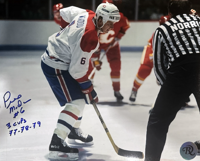Pierre Mondou: Photo autographié 8x10 Canadiens de Montréal inscription