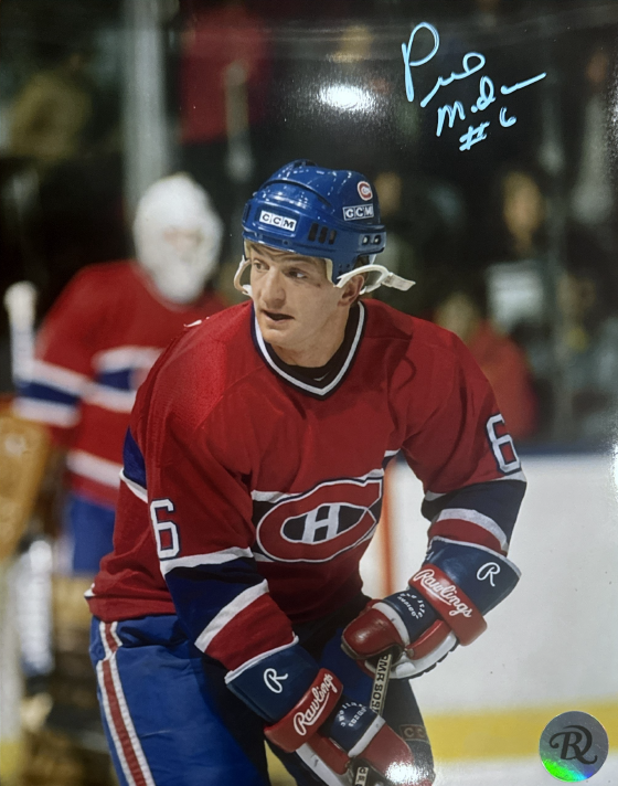 Pierre Mondou: Photo autographié 8x10 Canadiens de Montréal in action