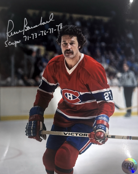 Pierre Bouchard: Photo autographié 8x10 Canadiens de Montréal inscription