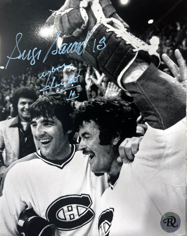 Yvon Lambert et Serge Savard: Photo autographié 8x10 Canadiens de Montréal dual autograph