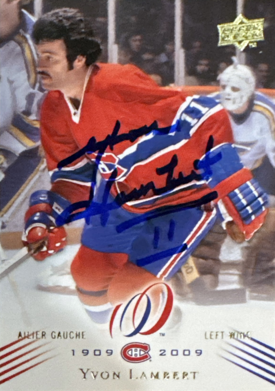Yvon Lambert:  2008-09 Upper Deck Montreal Canadiens centennial #115 autographiée