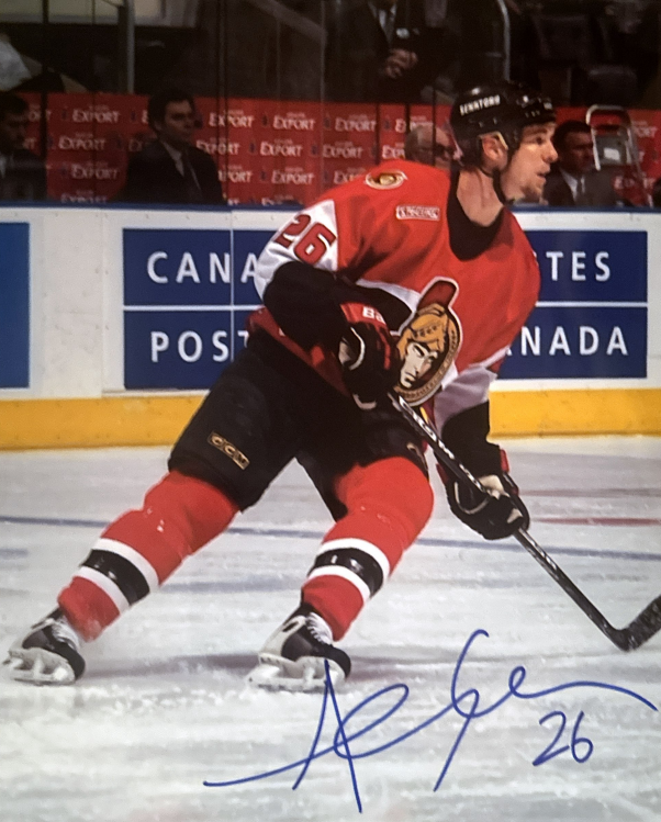 André Roy: Photo autographié 8x10 Sénateurs d'Ottawa