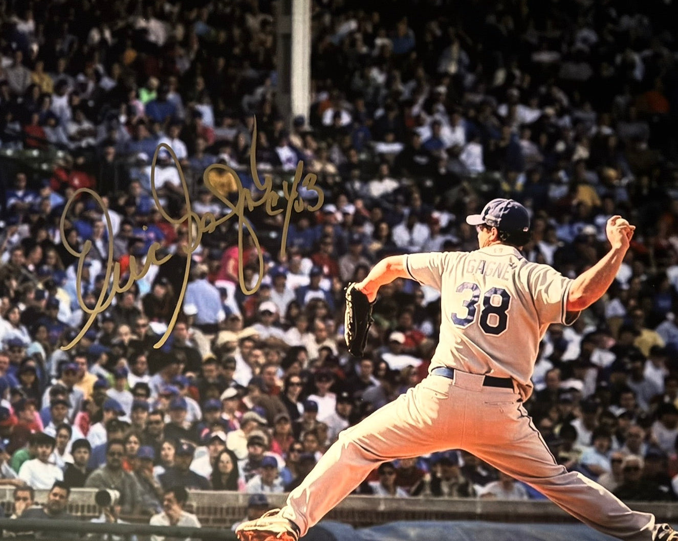 Éric Gagné: Photo autographié 16x20 Dodgers de Los Angeles avec CY03