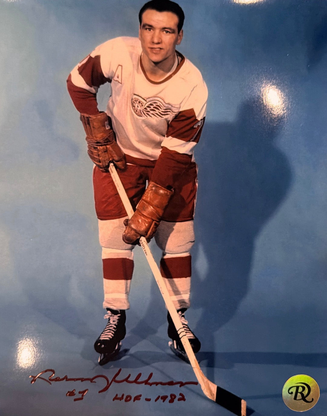 Norm Ullman: Photo autographiée 8x10 Red Wings de Detroit