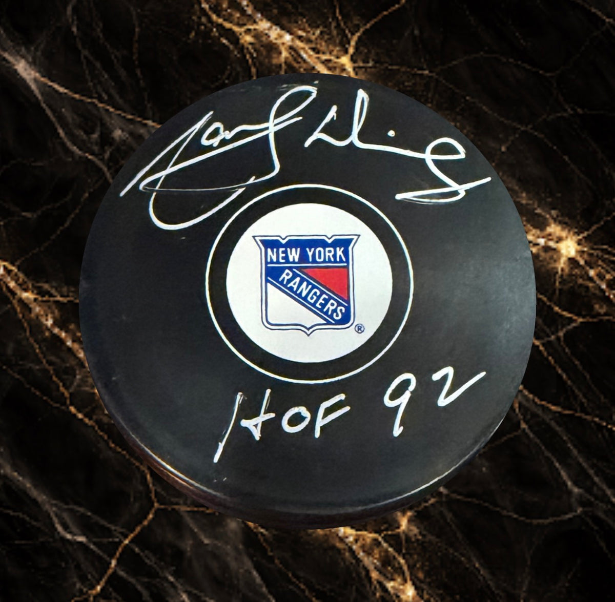 Marcel Dionne: Rondelle autographiée Rangers de New-York