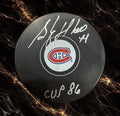 Stéphane Richer: Rondelle autographiée Canadiens de Montréal avec inscription Cup86