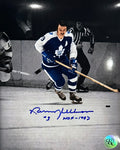 Norm Ullman: Photo autographié 8x10 Maple Leafs de Toronto spotlight avec HOF 1982