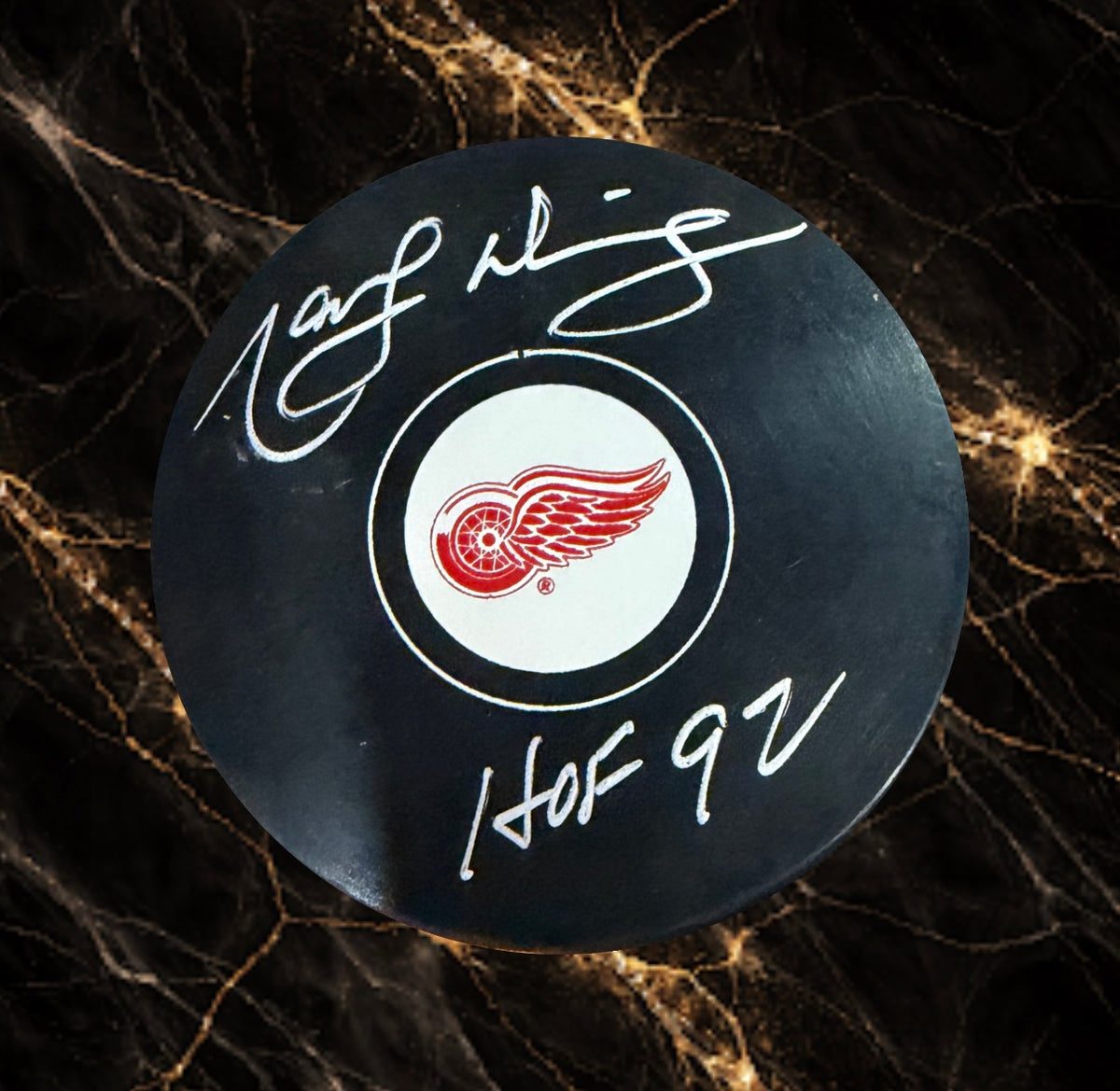 Marcel Dionne: Rondelle autographiée Red Wings de Detroit