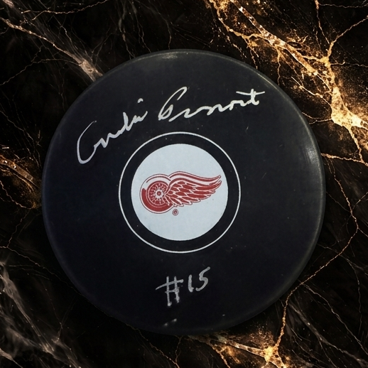 Rondelle autographiée par André Pronovost Red Wings de Detroit