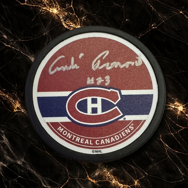 Rondelle autographiée par André Pronovost Canadiens de Montréal textured puck