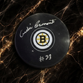 Autographed André Pronovost Boston Bruins puck