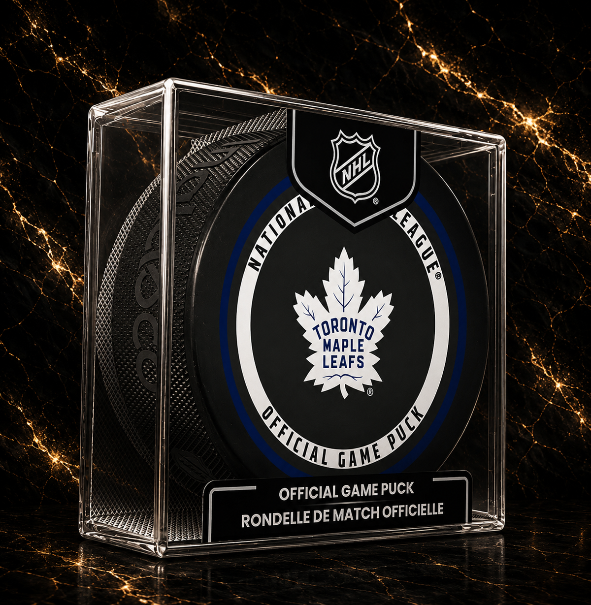 Norm Ullman précommande: Rondelle officielle de match Maple Leafs de Toronto autographiée