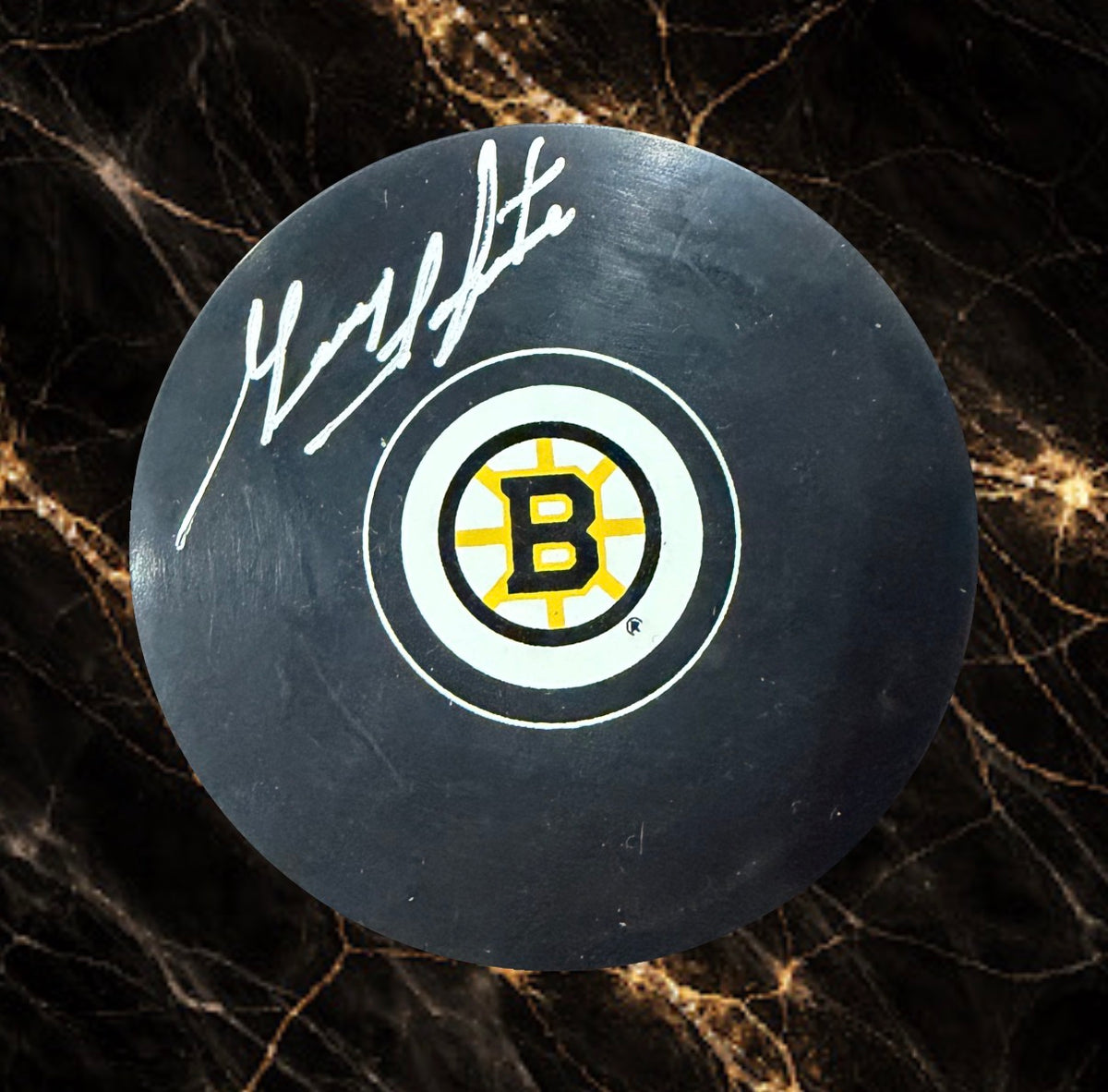 Guy Lapointe: Rondelle autographiée Bruins de Boston
