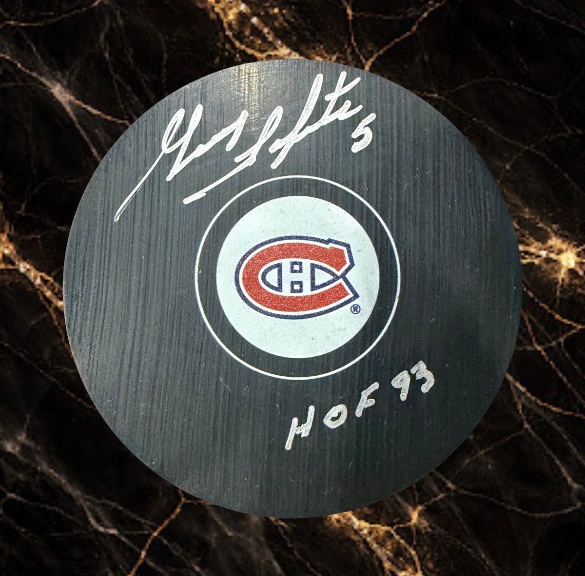 Guy Lapointe: Rondelle autographiée Canadiens de Montréal