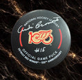 Official autographed André Pronovost Detroit Red Wings game puck