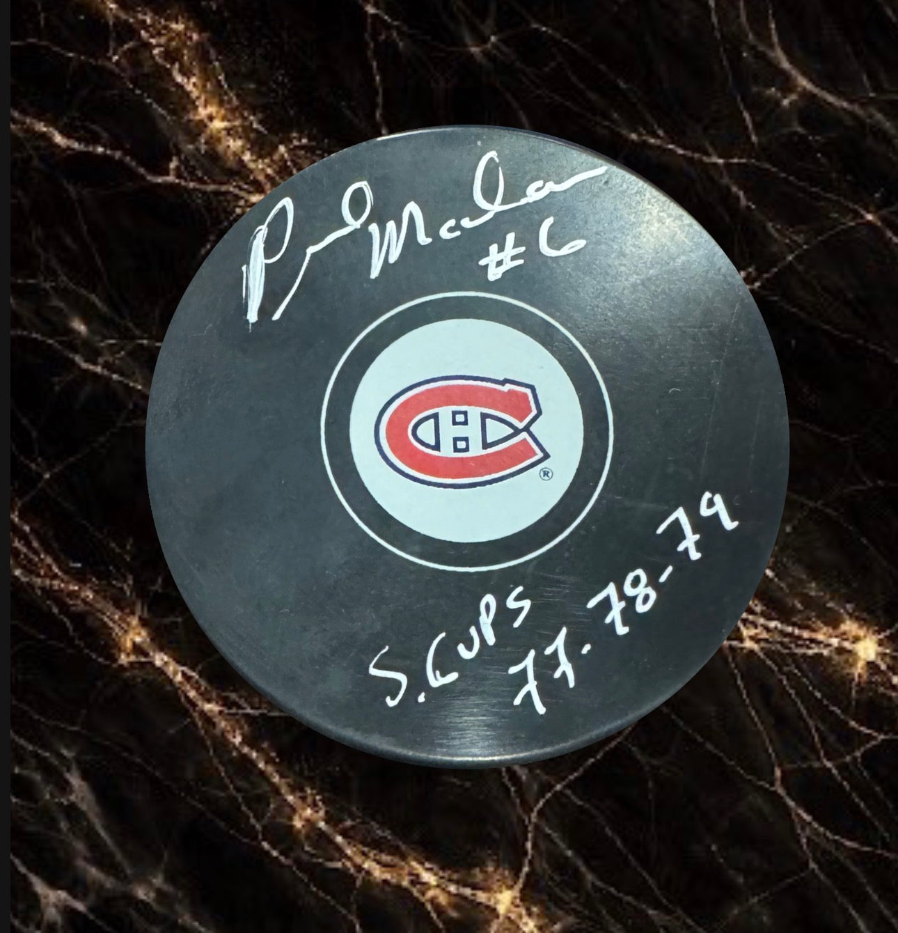 Pierre Mondou: Rondelle autographiée Canadiens de Montréal
