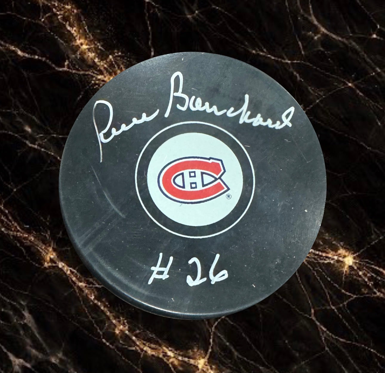 Pierre Bouchard: Rondelle autographiée Canadiens de Montréal