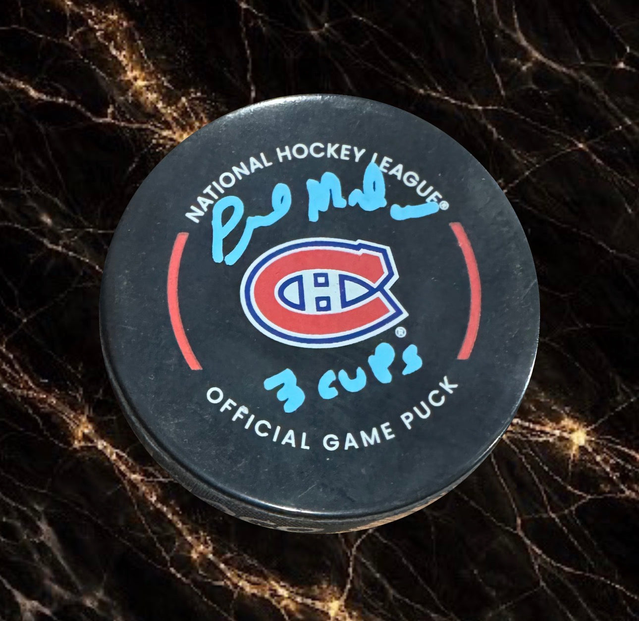 Pierre Mondou: Rondelle officielle de match autographiée Canadiens de Montréal
