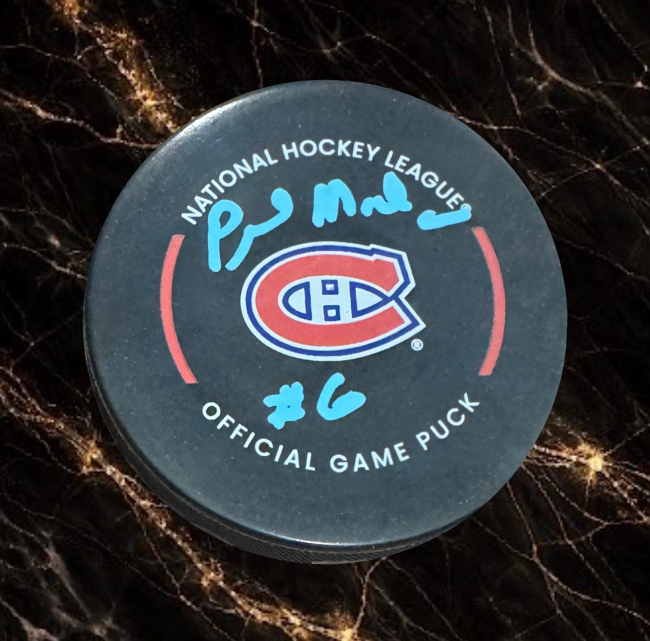 Pierre Mondou: Rondelle officielle de match autographiée Canadiens de Montréal