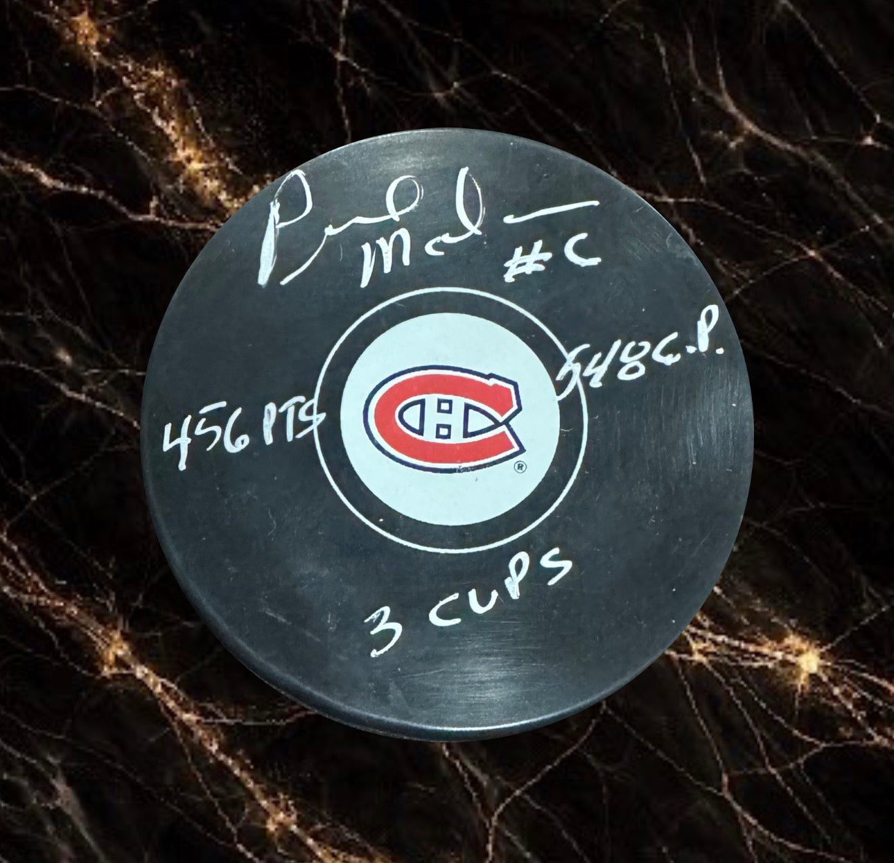 Pierre Mondou: Rondelle autographiée Canadiens de Montréal