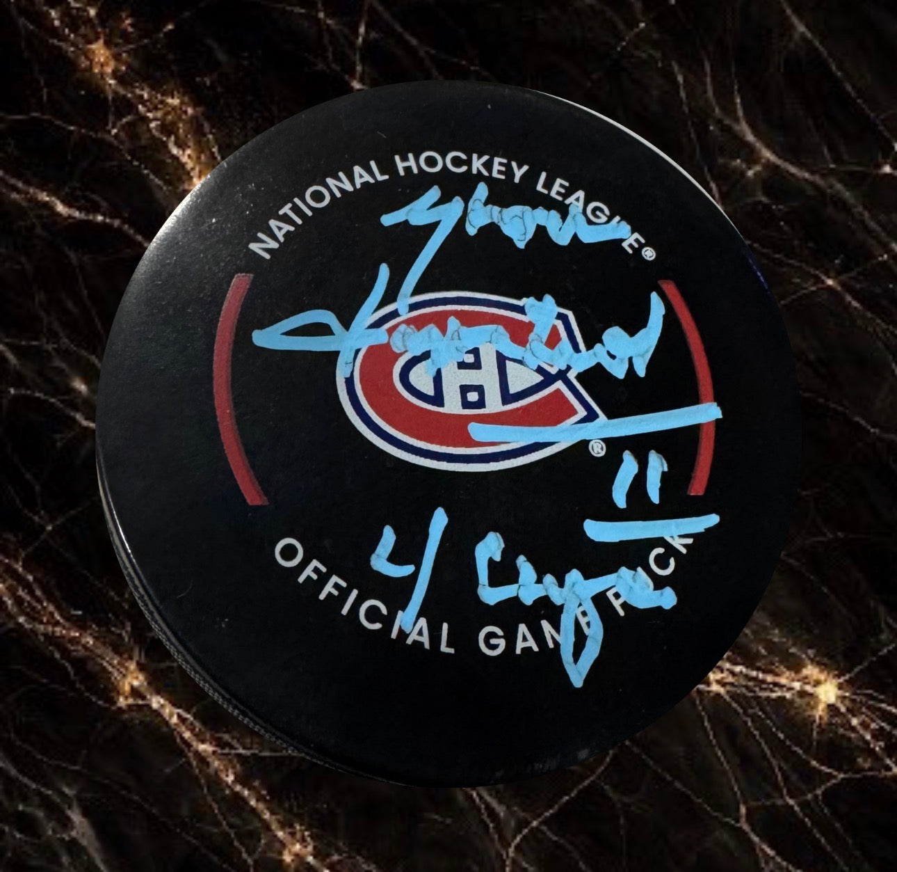 Yvon Lambert: Rondelle officielle de match autographiée Canadiens de Montréal