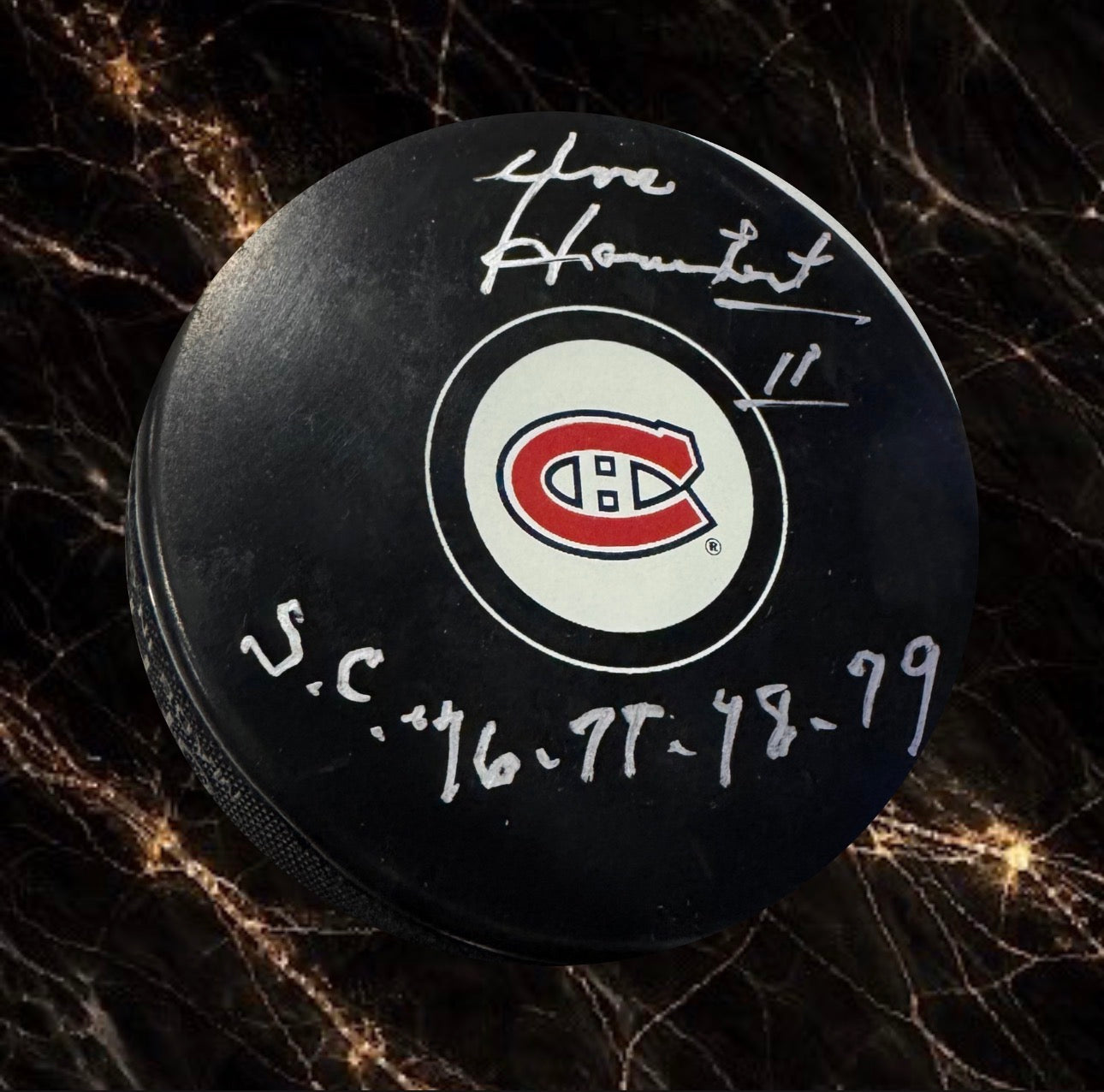 Yvon Lambert: Rondelle autographiée Canadiens de Montréal