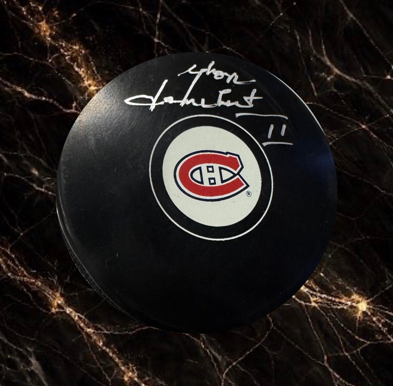 Yvon Lambert: Rondelle autographiée Canadiens de Montréal