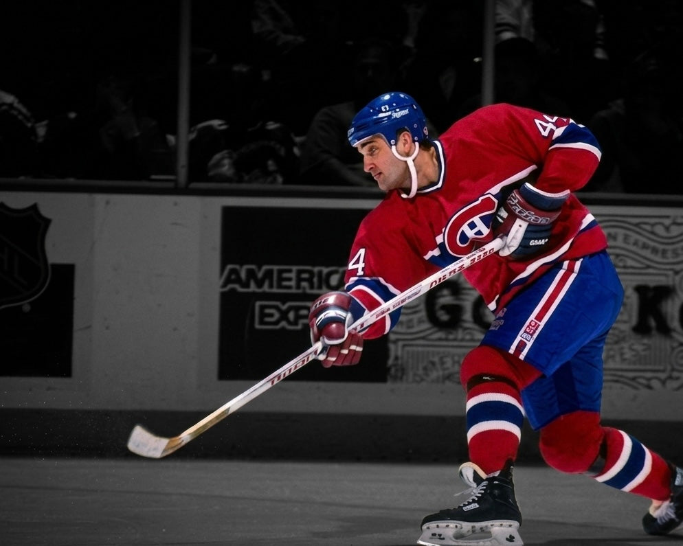 Stéphane Richer pre-order: Autographed photo 8x10 of Montreal Canadiens Spotlight Slapshot
